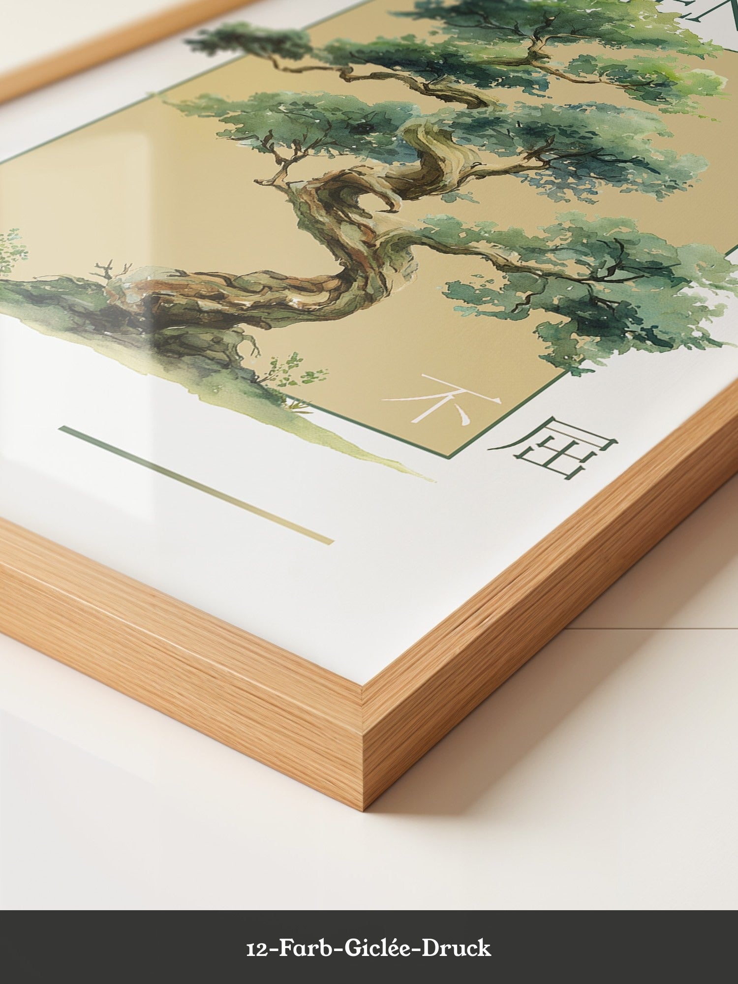 Bonsai Baum Aquarell Grün