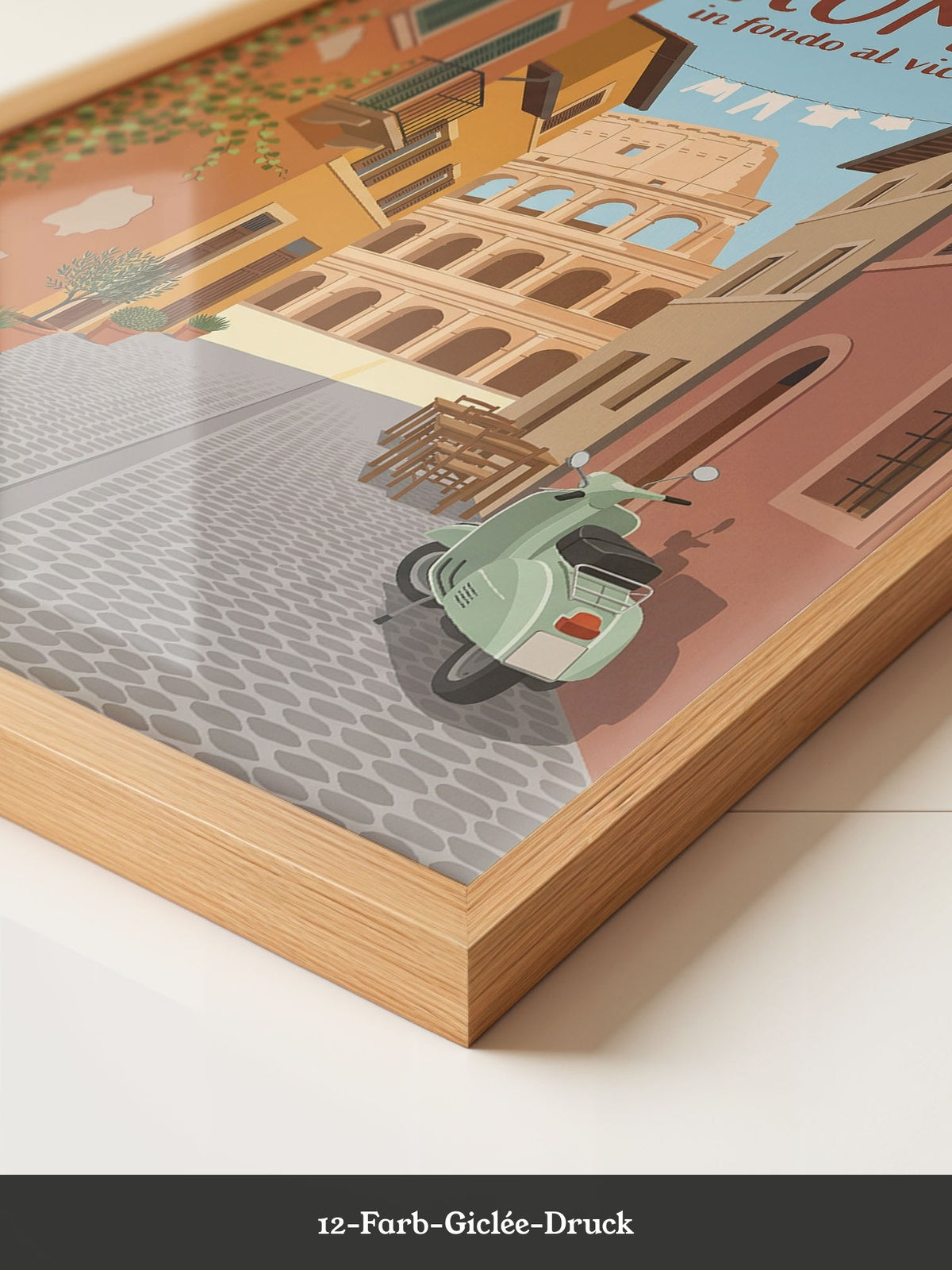 Roma Gasse Vespa Illustration