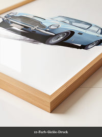 Klassiker auf Rädern – Blauer Oldtimer-Illustration