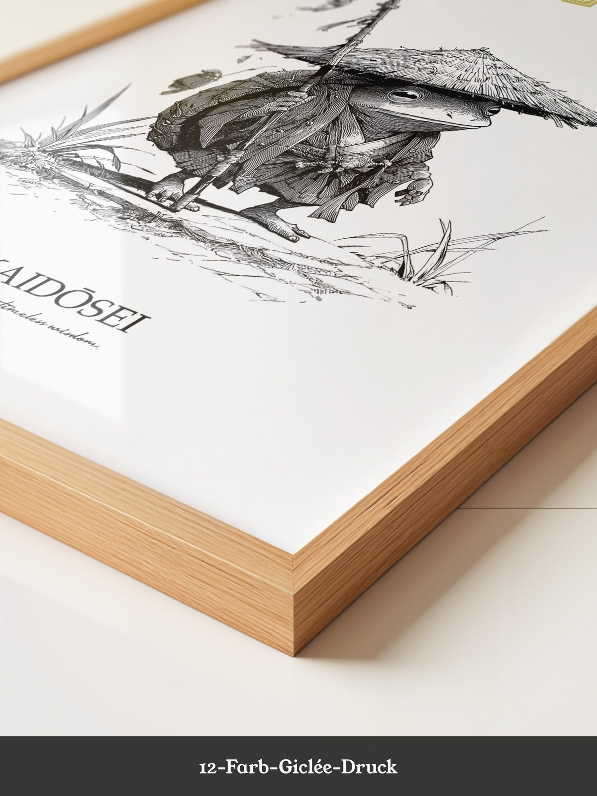 Frosch Samurai Linie Kunst