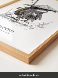 Frosch Samurai Linie Kunst
