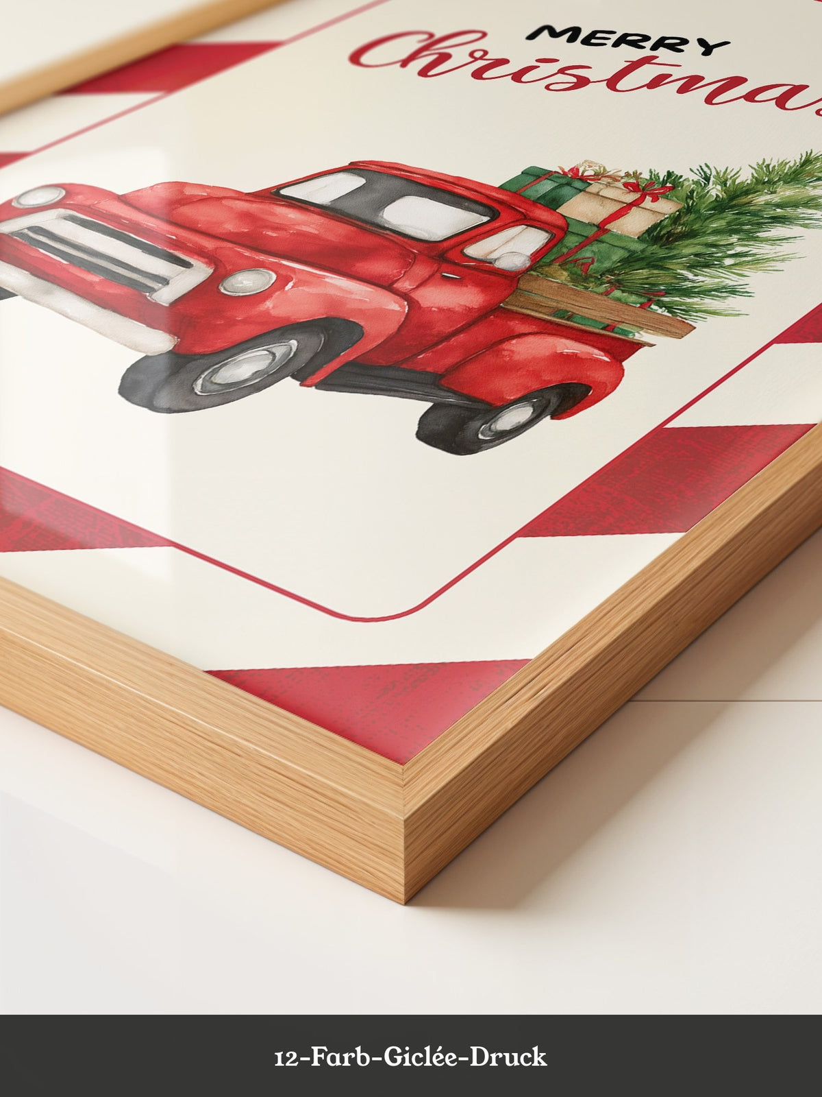 Roter Weihnachtswagen Aquarell