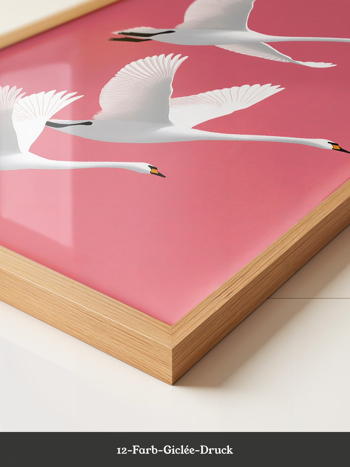 Schwäne Flug rosa Hintergrund