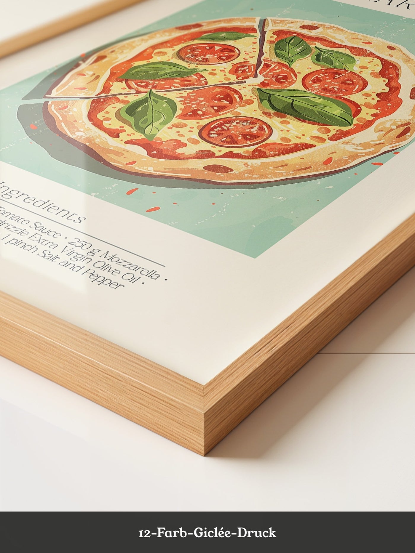 Pizza Margherita Illustration Vintage