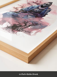 Samurai Kirschblüten Aquarell