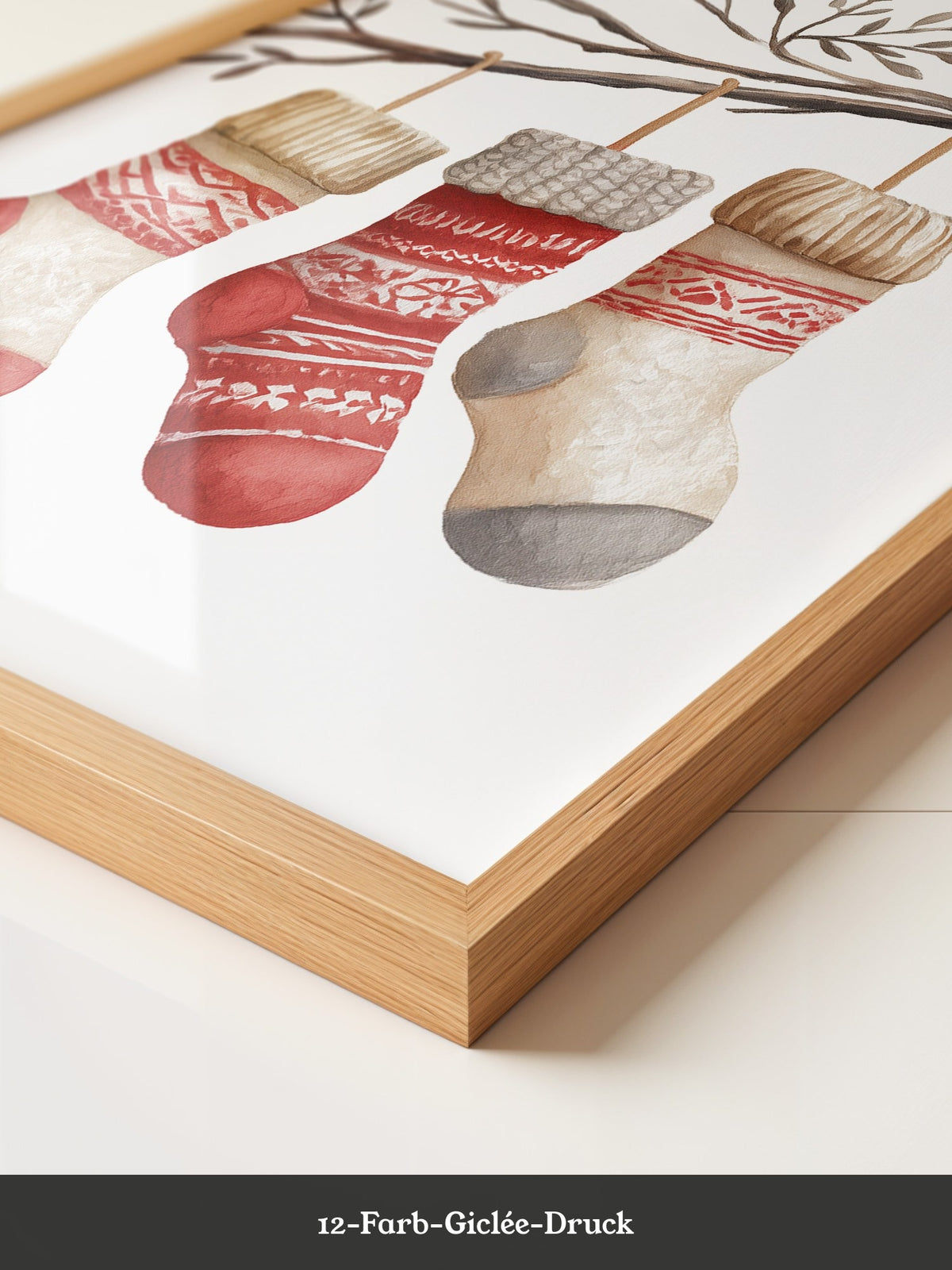 Weihnachtssocken Ast Aquarell