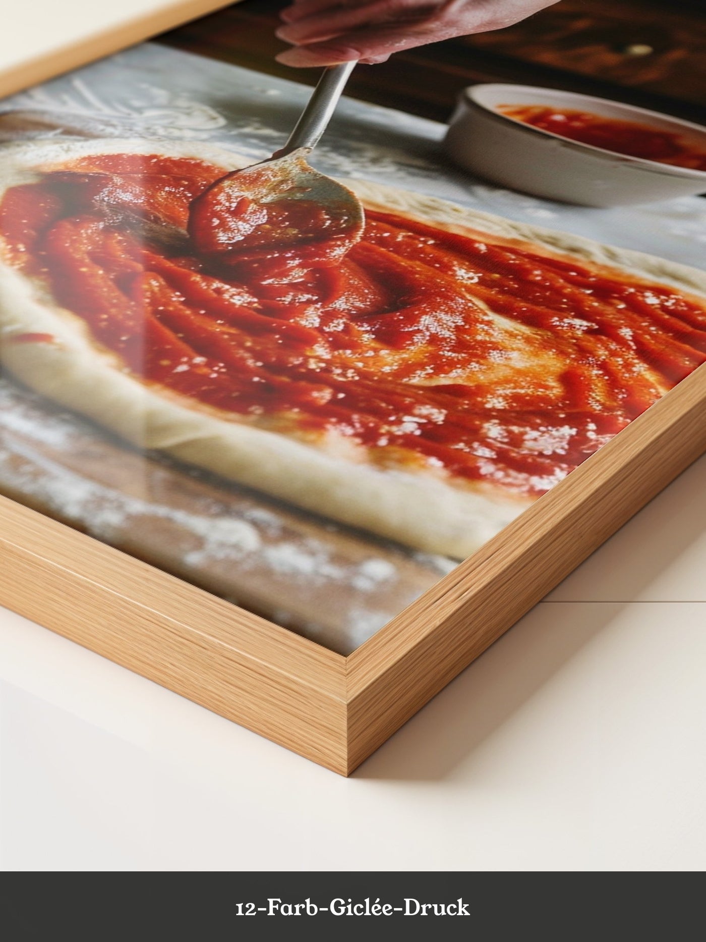 Pizza Zubereitung Nahaufnahme
