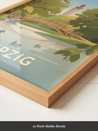 Leipzig Park Brücke Sommerillustration
