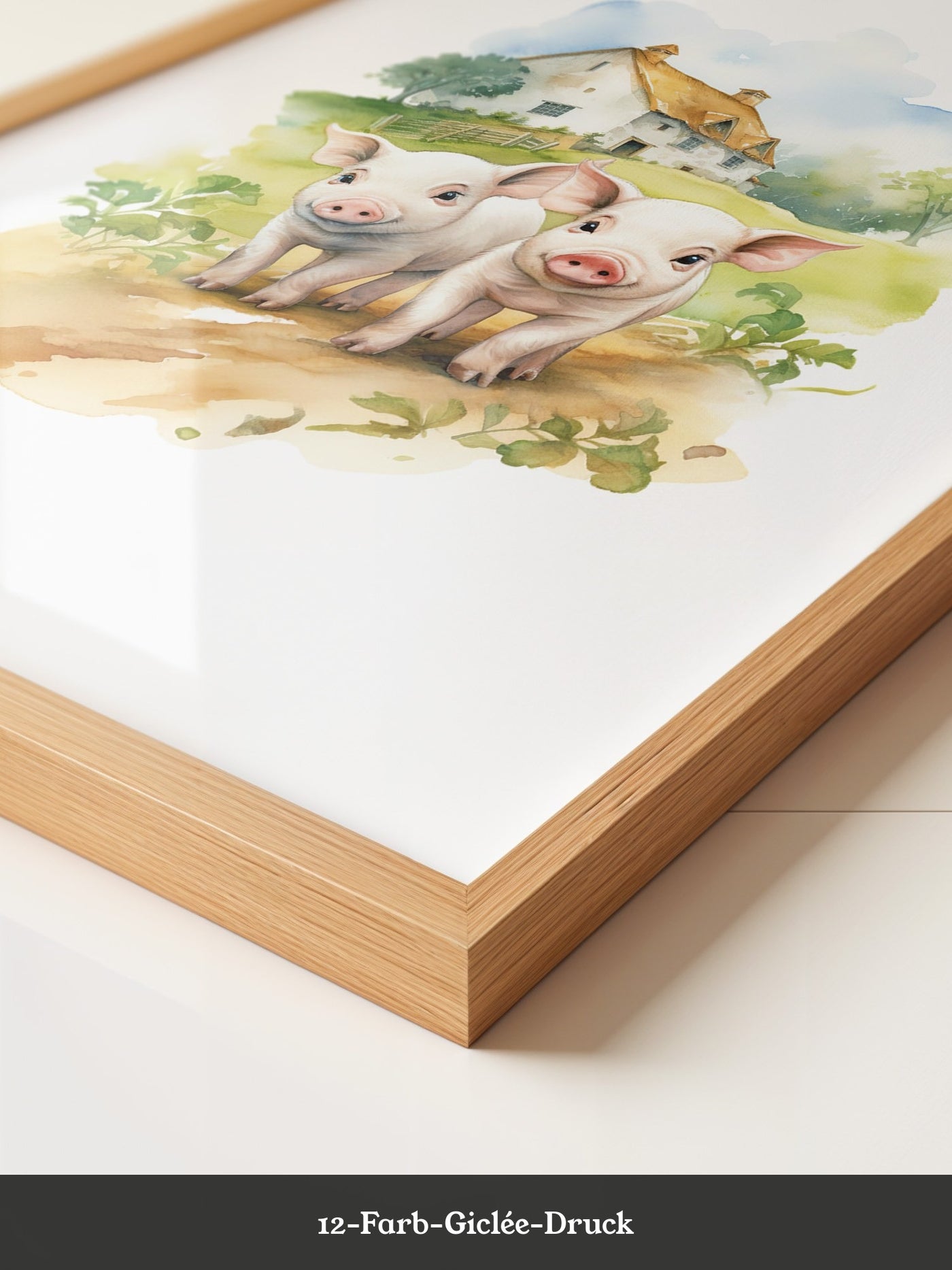 Ferkel Bauernhof Aquarell