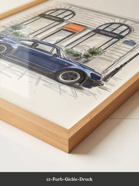 Blauer Sportwagen Paris Illustration