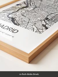 Stadtkarte Madrid – Schwarz auf Weiß