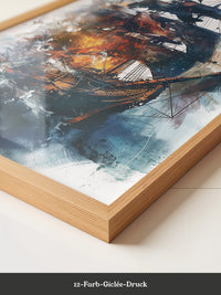 Segelschiff Flammen Aquarell