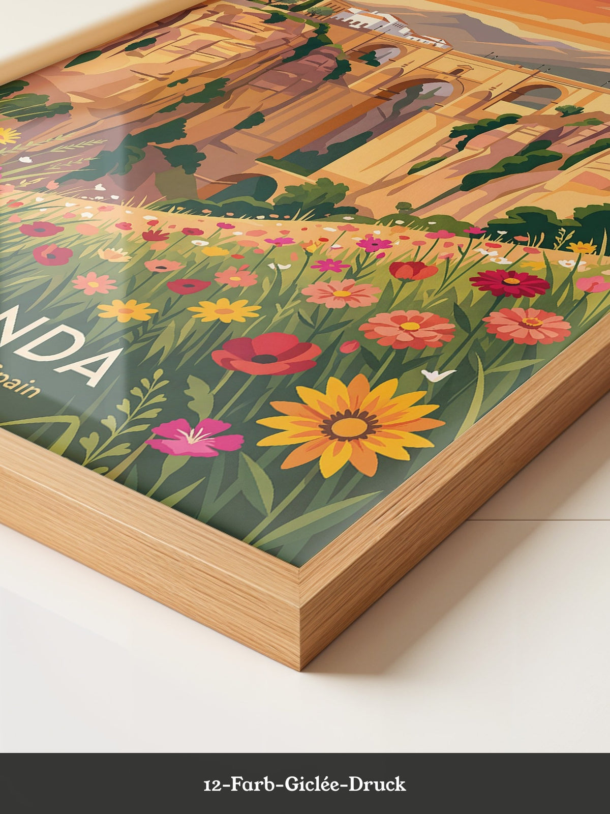 Ronda Brücke Blumen Panorama