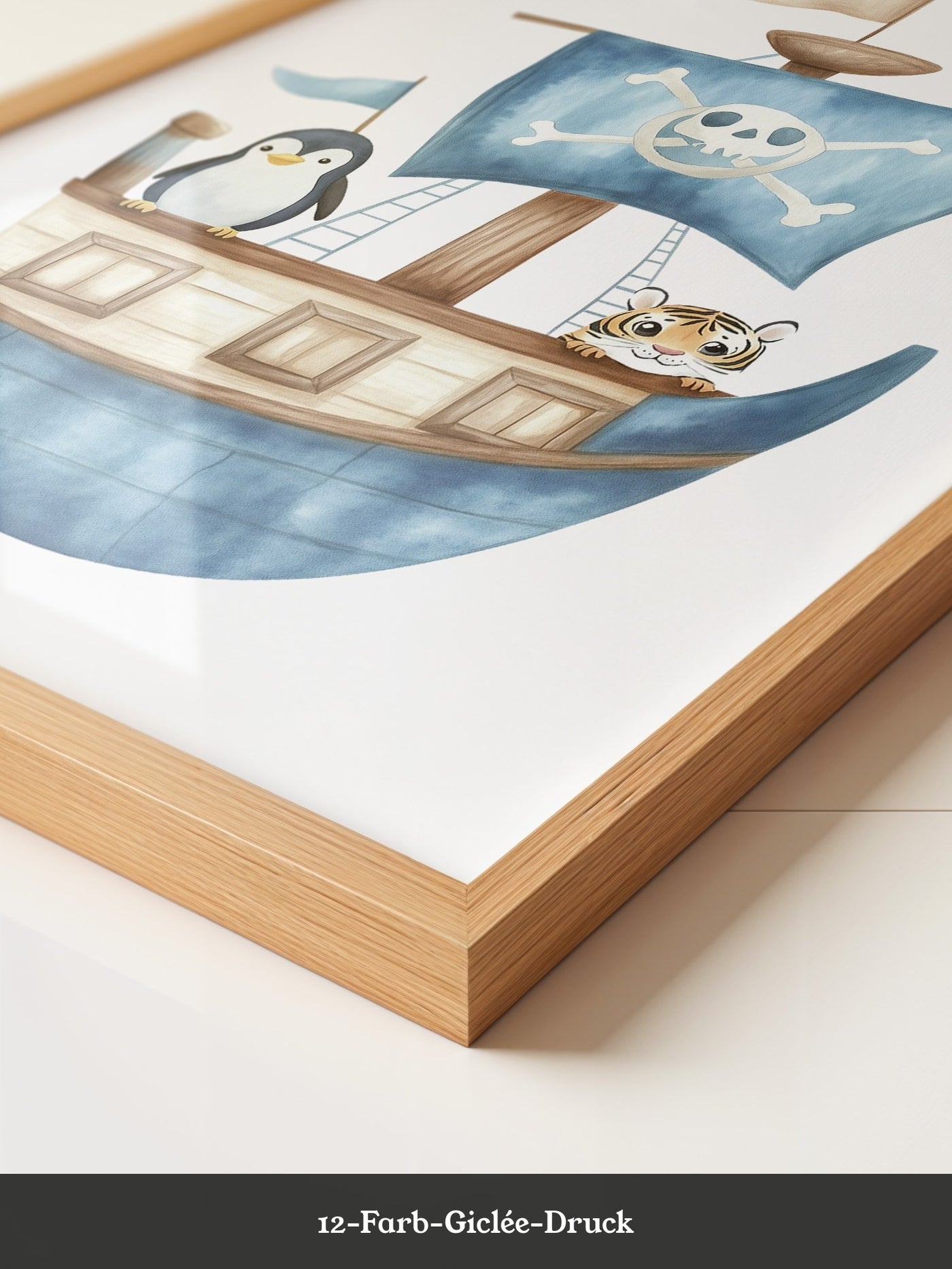 Piratenboot Tiere Wasserfarben