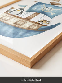 Piratenboot Tiere Wasserfarben