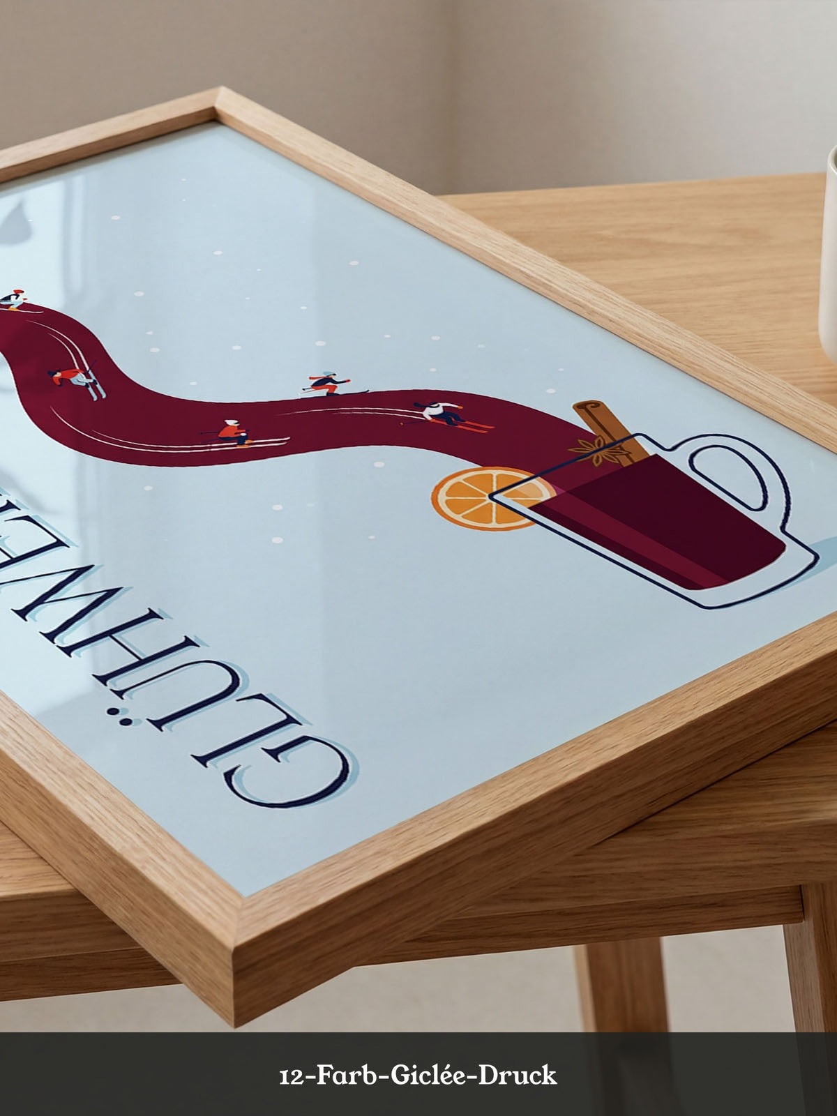 Glühwein Illustration Skifahrer