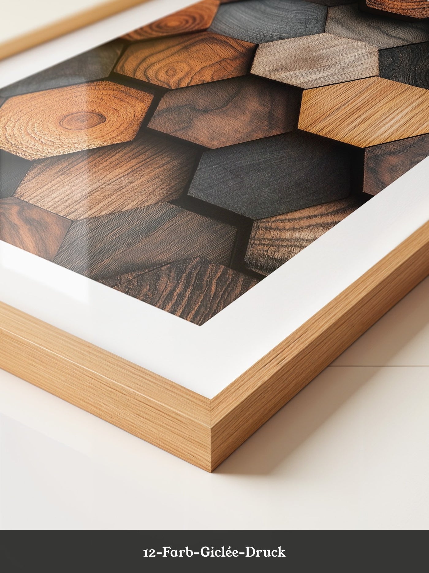 Holz Hexagon Mosaik Farbvielfalt