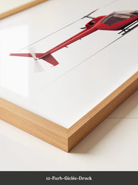 Roter Hubschrauber Seitenansicht