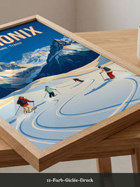 Skifahrer Alpen Retro