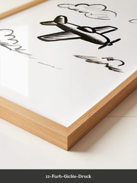 Flugzeug Skizze Wolken Schwarzweiß