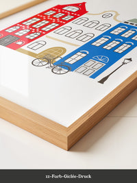 Bunte Grachtenhäuser Illustration