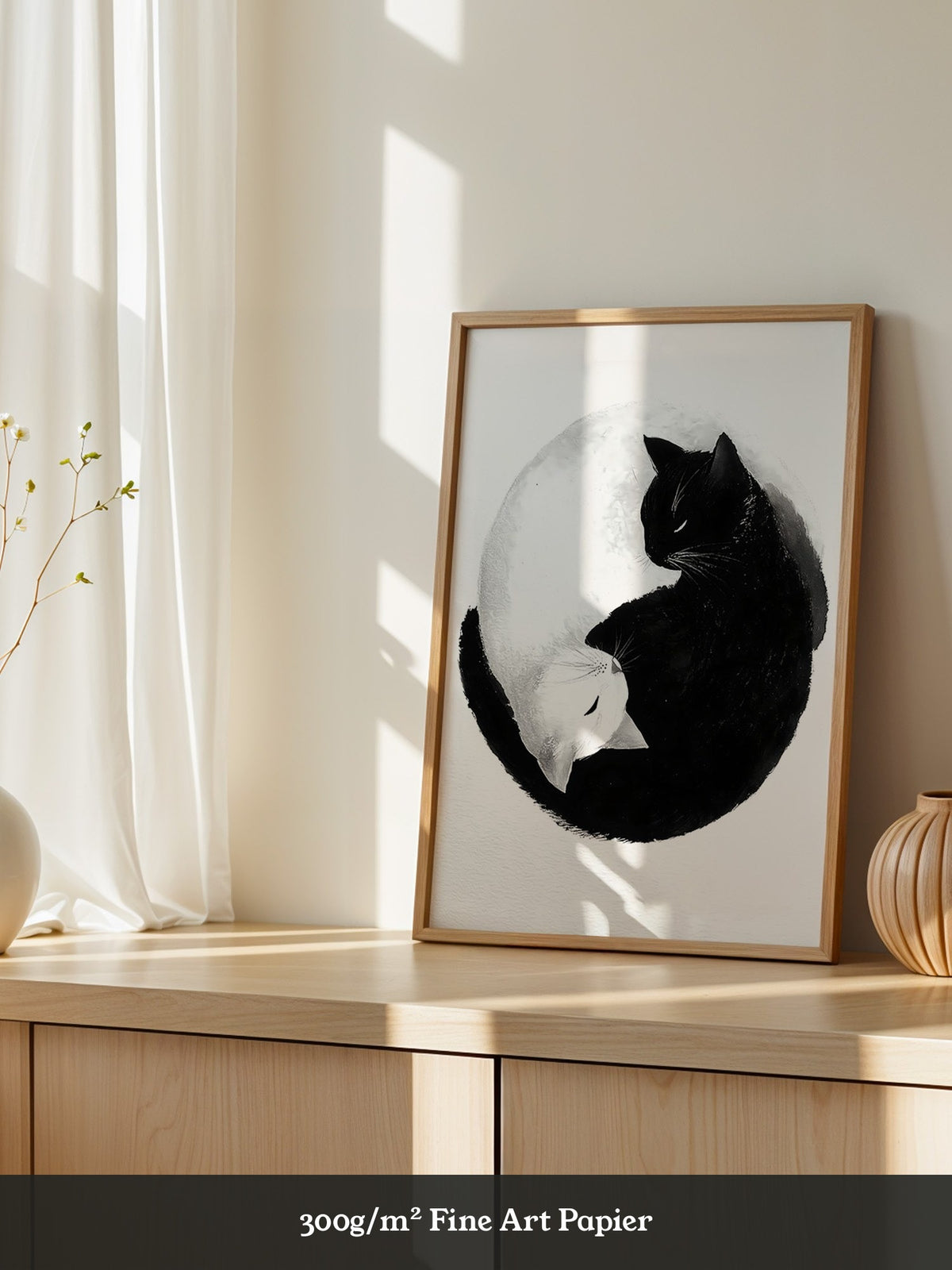 Katzen Yin Yang Schwarz Weiß