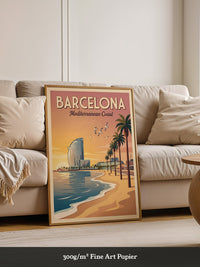 Barcelona Strand Sonnenuntergang Retro
