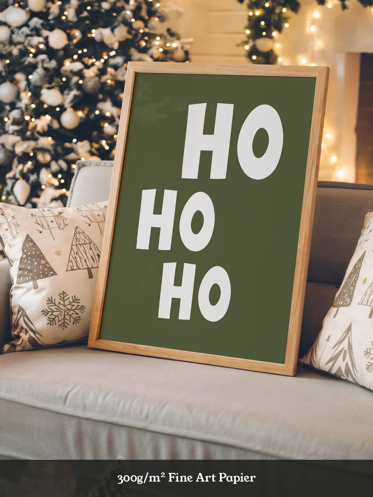 Ho Ho Ho Schriftzug Olivgrün