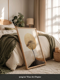 Baum Silhouette goldener Kreis