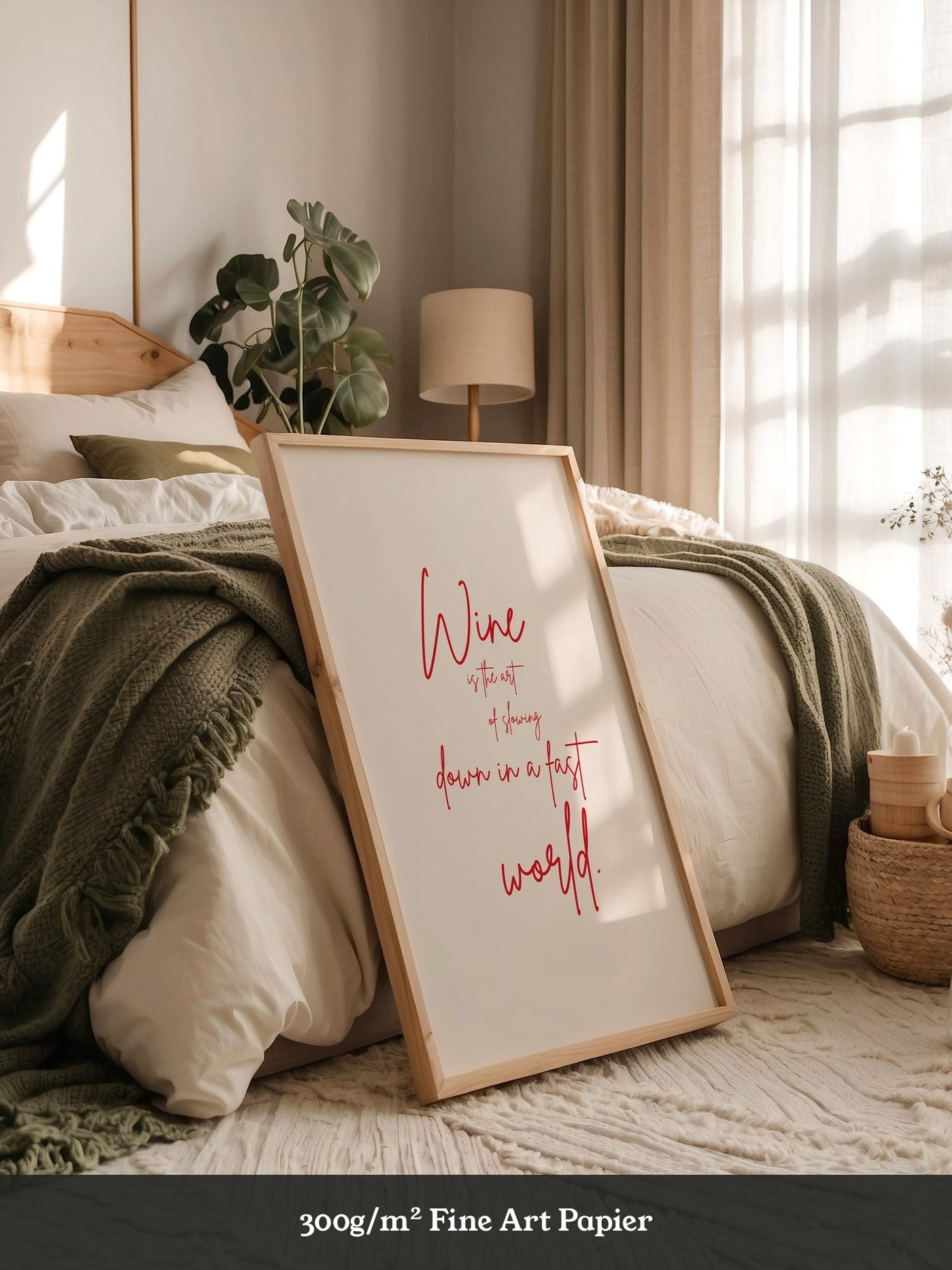 Wein Zitat rote Handschrift