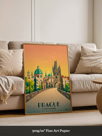 Prag Skyline Sonnenuntergang Retro