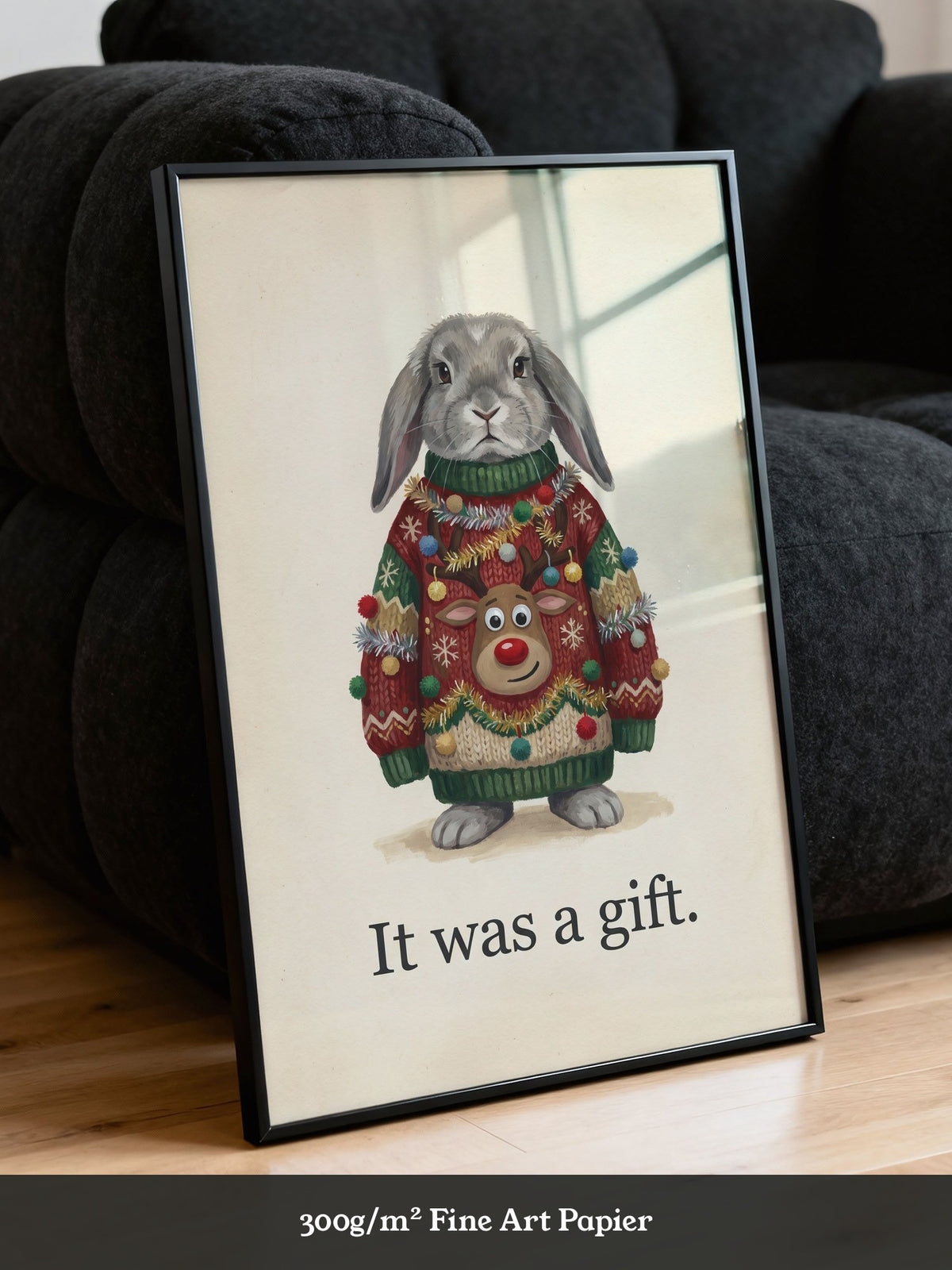 Hase Weihnachtspullover Cartoon