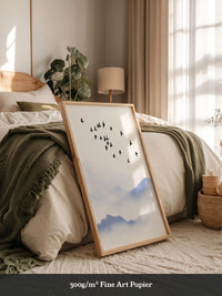 Vogelzug Nebel Aquarell