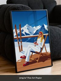 Skiurlaub Terrasse Retro
