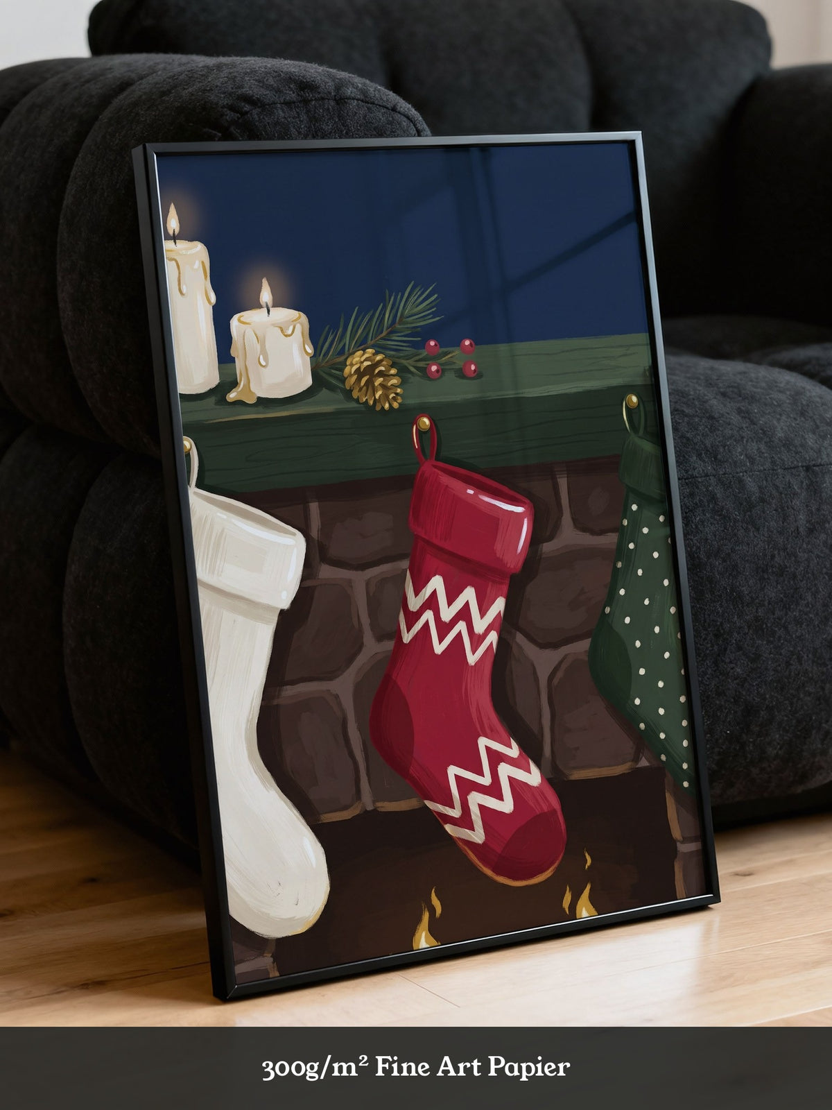Weihnachtsstrumpf Kamin Illustration