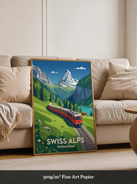 Swiss Alpen Zugfahrt Retro