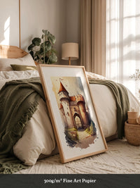Mittelalterliche Burg Aquarellstil