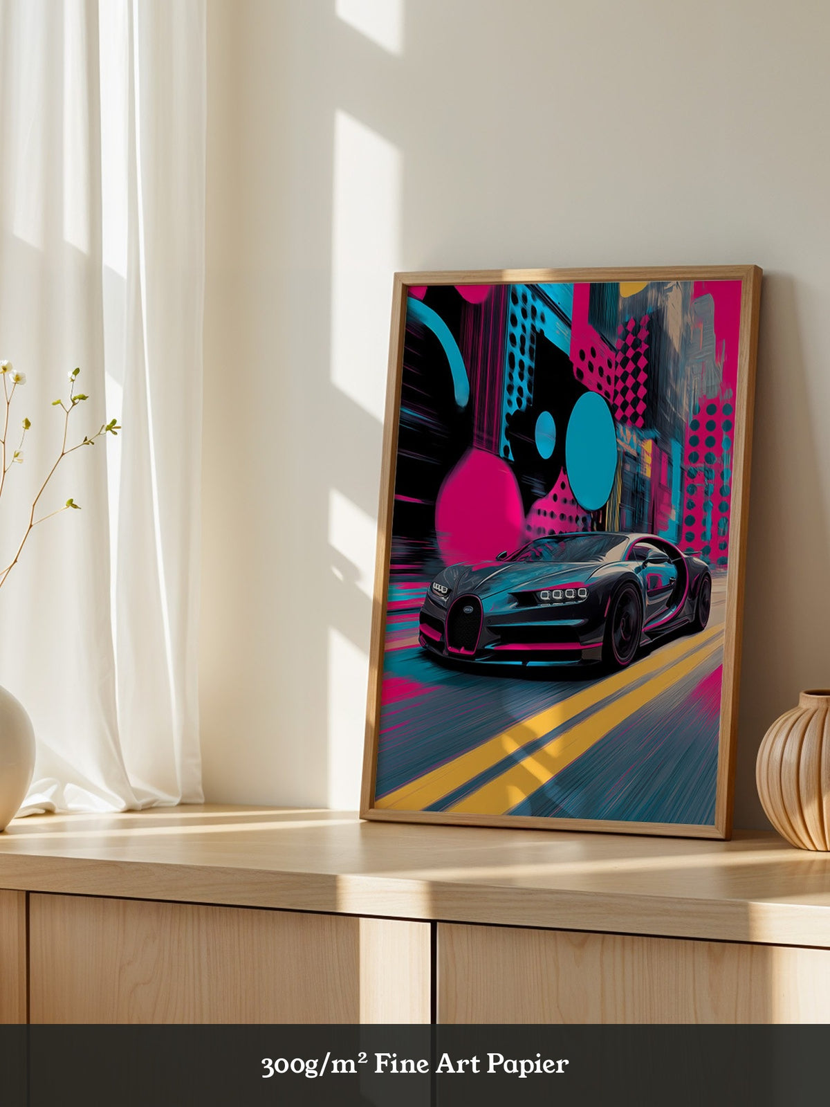 Sportwagen Neonfarben Stadt