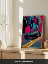 Sportwagen Neonfarben Stadt