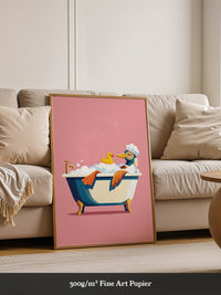 Ente Schaumbad Rosa Hintergrund
