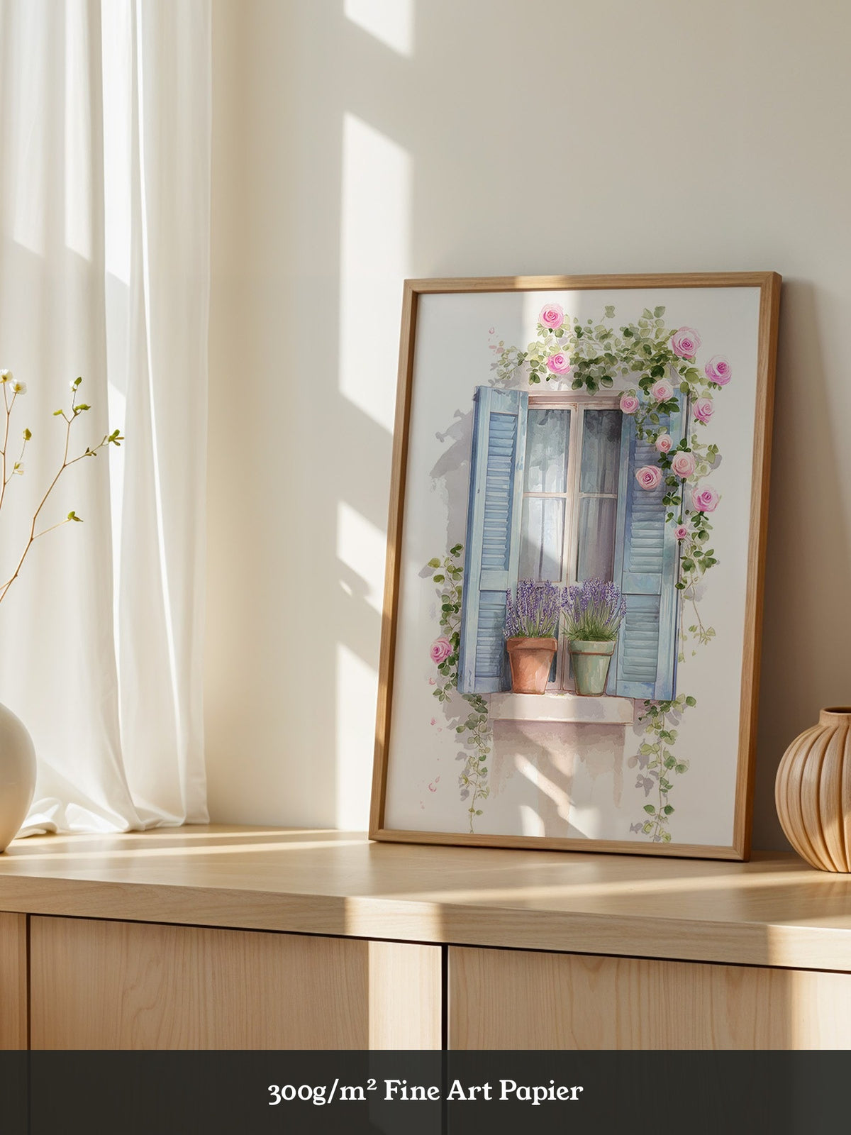 Fensterladen Rosen Aquarell