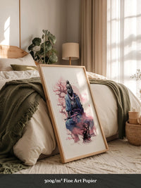 Samurai Kirschblüten Aquarell