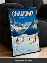 Skifahrer Alpen Retro