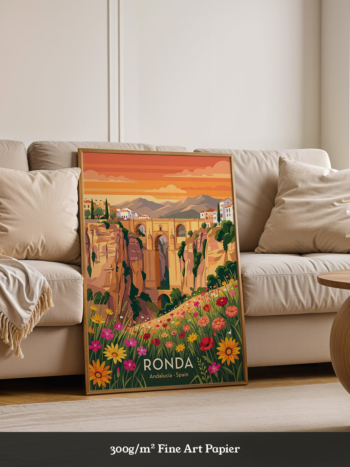 Ronda Brücke Blumen Panorama