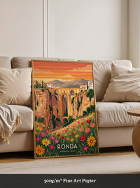 Ronda Brücke Blumen Panorama