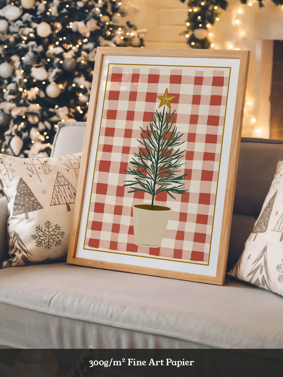 Mini-Tannenbaum Rot-Weiß Karo