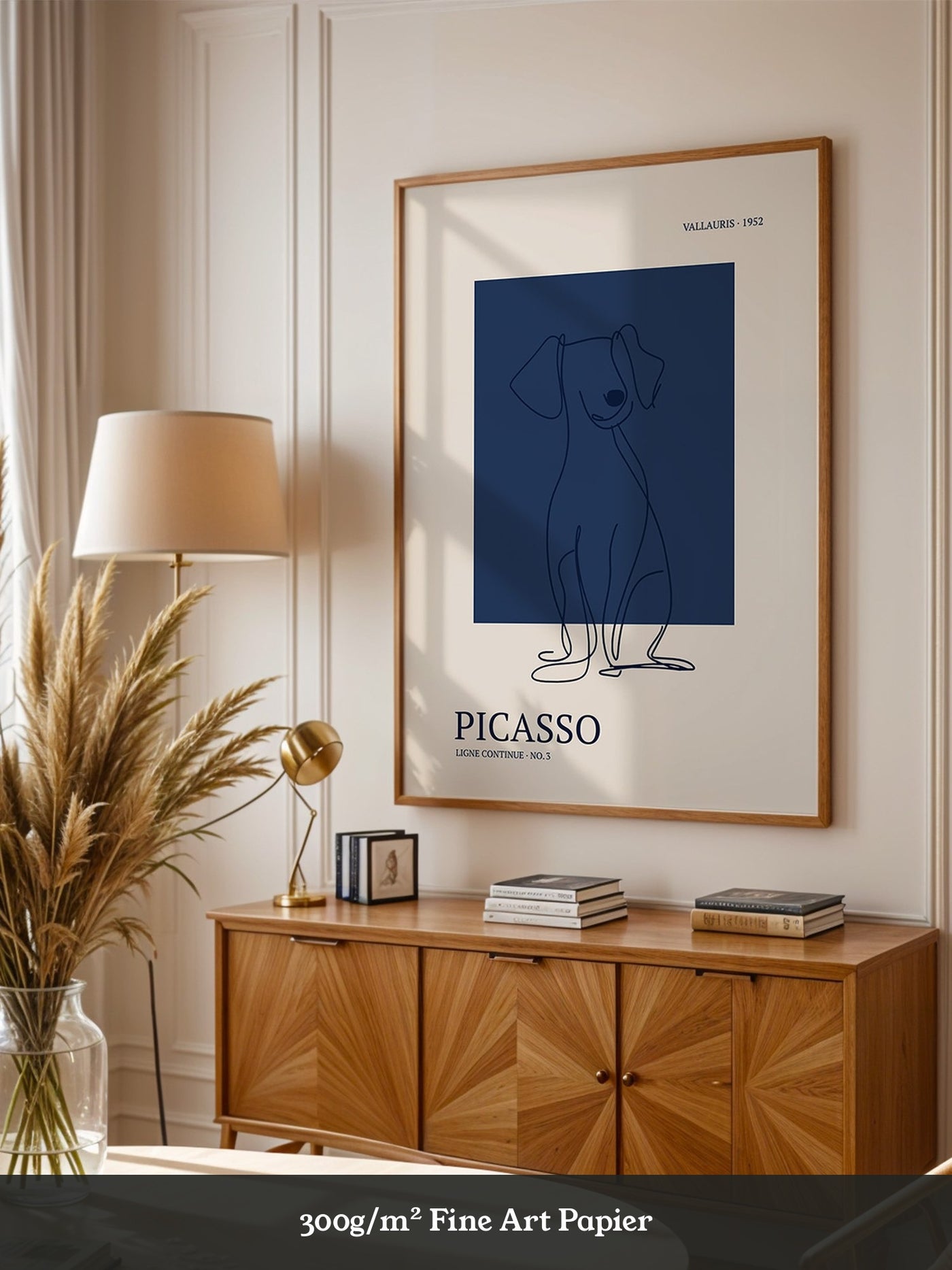 Hund Linie Blau Retro