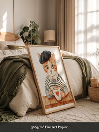 Katzen Barista Herzmuster Vintage
