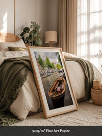 Holzboot Kanalansicht Amsterdam