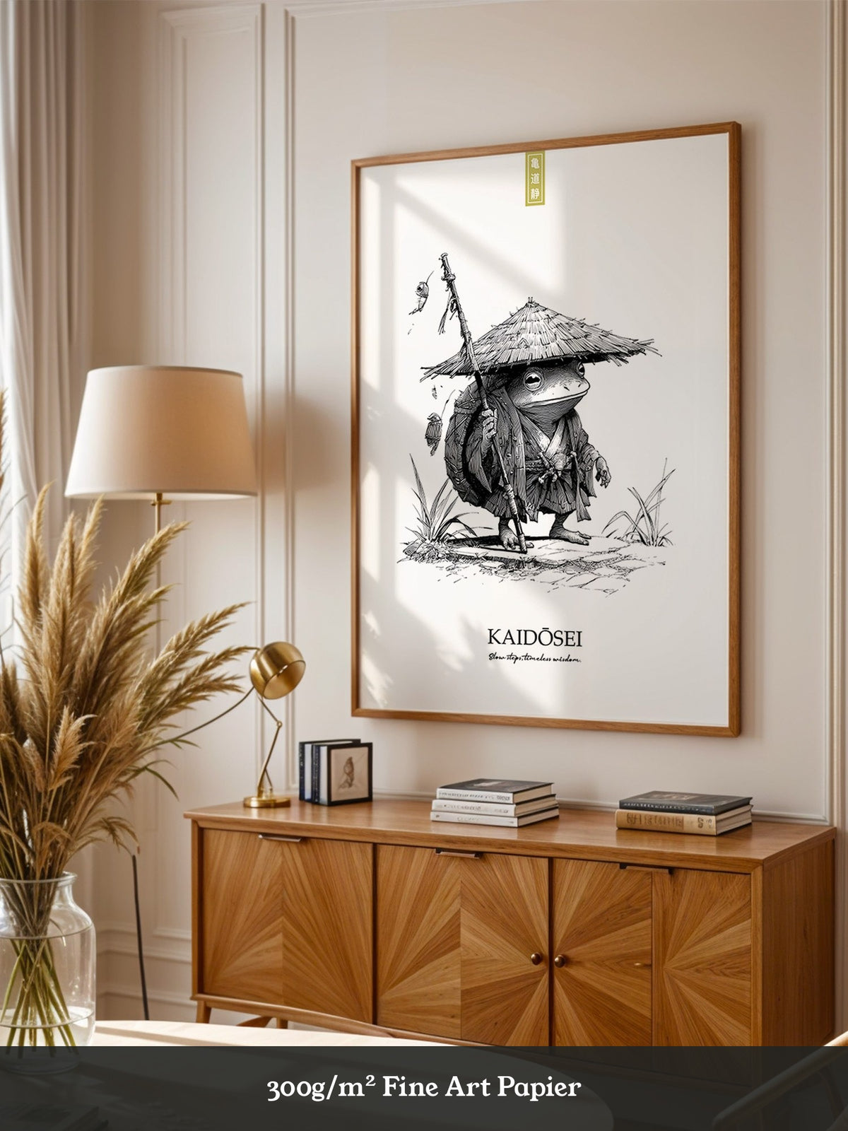 Frosch Samurai Linie Kunst
